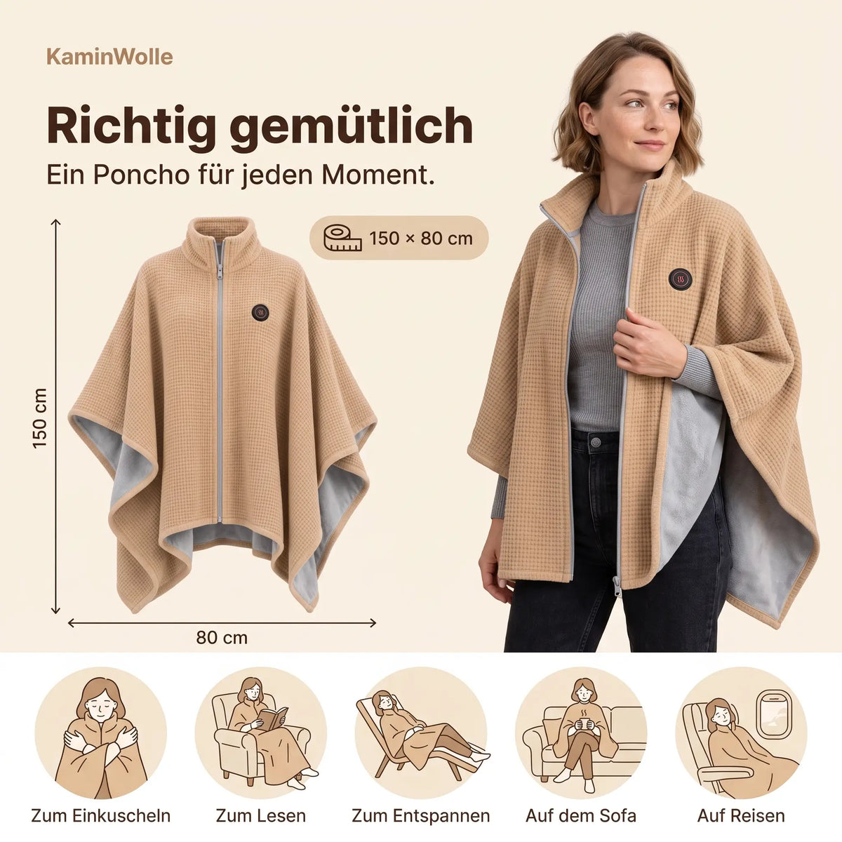 KaminWolle™ Wärmeponcho